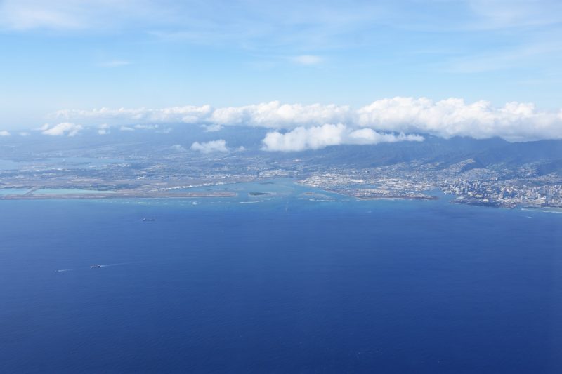 Blick zurück auf Oahu